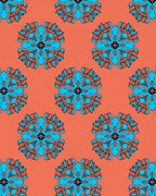 Coral Blue Mandala Pattern Rug