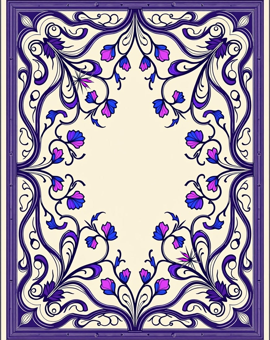 Art Nouveau Floral Swirl Design Rug