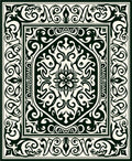 Ornate Floral Scrollwork Geometric Pattern Rug