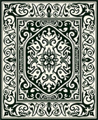 Ornate Floral Scrollwork Geometric Pattern Rug