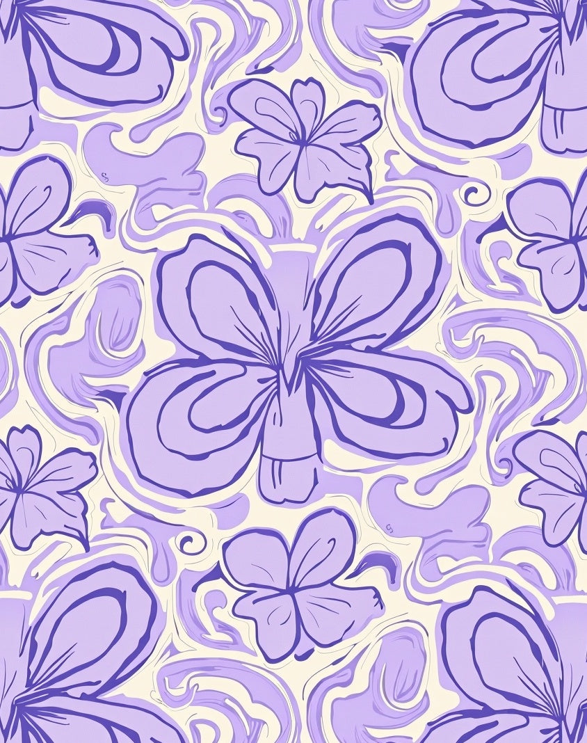 Purple Blossom Swirl Pattern Rug
