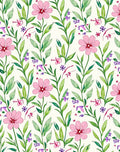 Pink Floral Branches Watercolor Pattern Rug