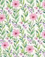 Pink Floral Branches Watercolor Pattern Rug