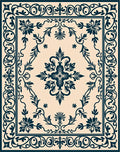 Ornate Navy Floral Traditional Design Rug