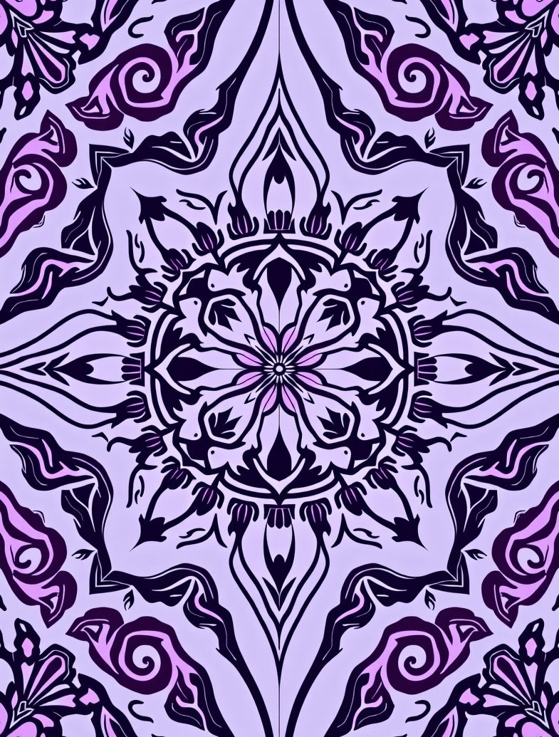 Purple Floral Mandala Style Design Rug