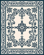 Intricate Floral Swirls Border Design Rug