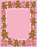 Pink Gingerbread Man Swirl Border Rug
