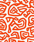 Vibrant Orange Abstract Line Pattern Rug