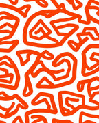 Vibrant Orange Abstract Line Pattern Rug
