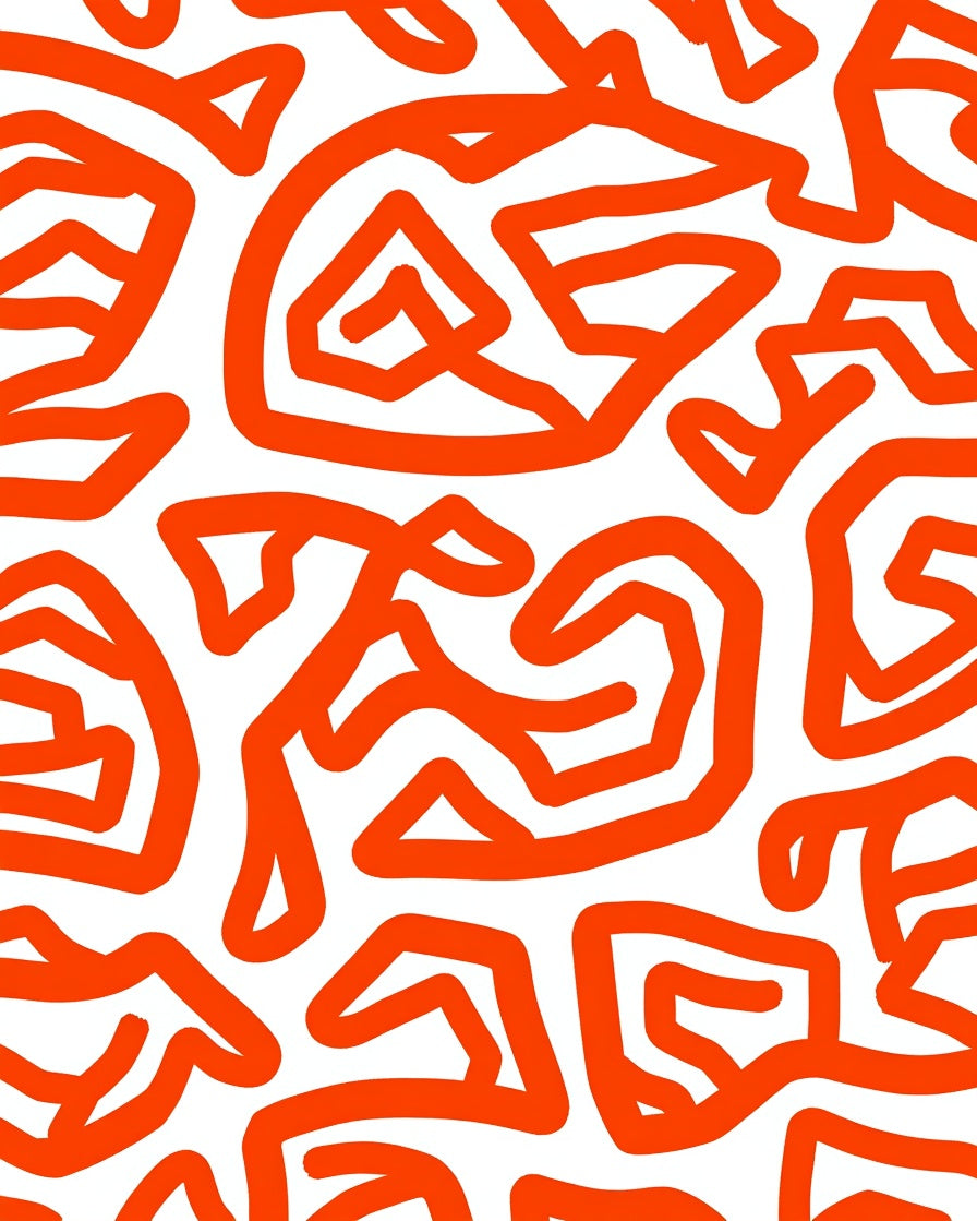 Vibrant Orange Abstract Line Pattern Rug
