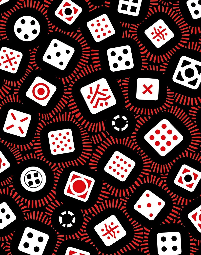 Red Dice Pattern Graphic Rug
