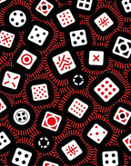 Red Dice Pattern Graphic Rug