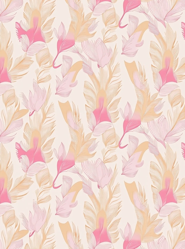 Delicate Pink Feather Blossom Pattern Rug
