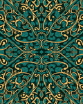 Art Nouveau Green Gold Floral Rug
