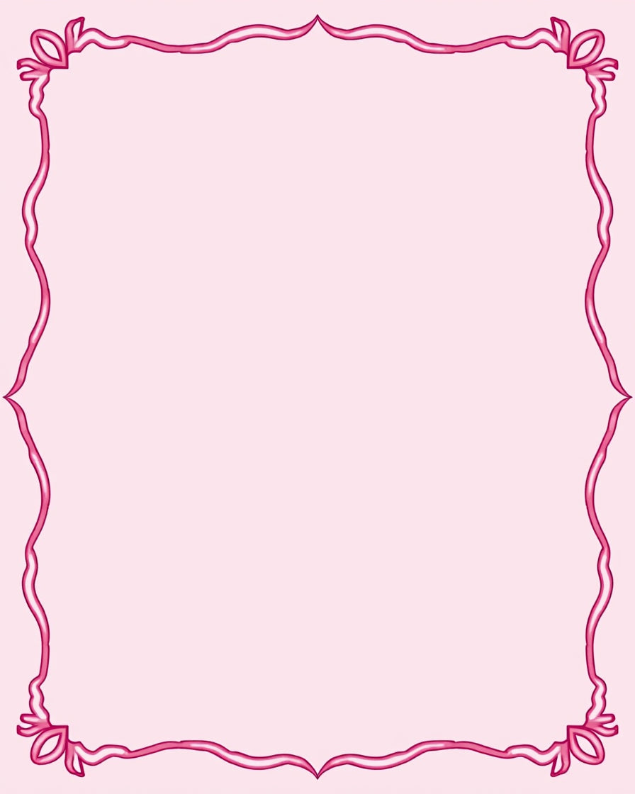 Whimsical Pink Ribbon Decorative Frame Rug