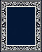 Elegant Ivory Scrollwork Border Rug