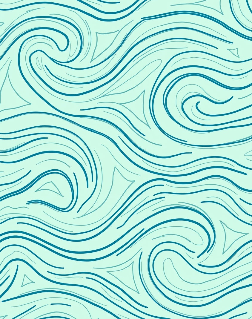 Aqua Wavy Flowing Lines Design Rug