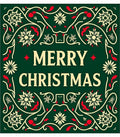 Festive Green Floral Christmas Medallion Rug
