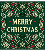 Festive Green Floral Christmas Medallion Rug