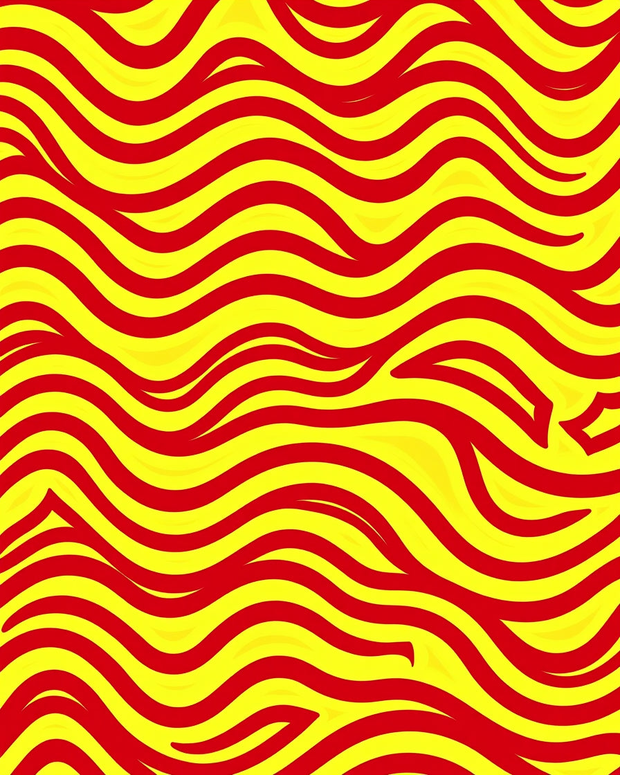Bold Red Yellow Wavy Lines Rug