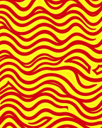 Bold Red Yellow Wavy Lines Rug