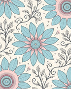 Floral Vine And Star Pattern Rug