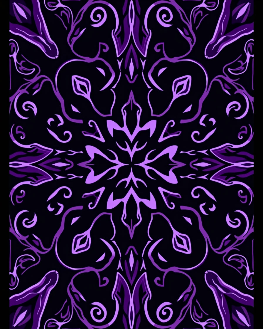 Royal Purple Abstract Floral Mandala Rug