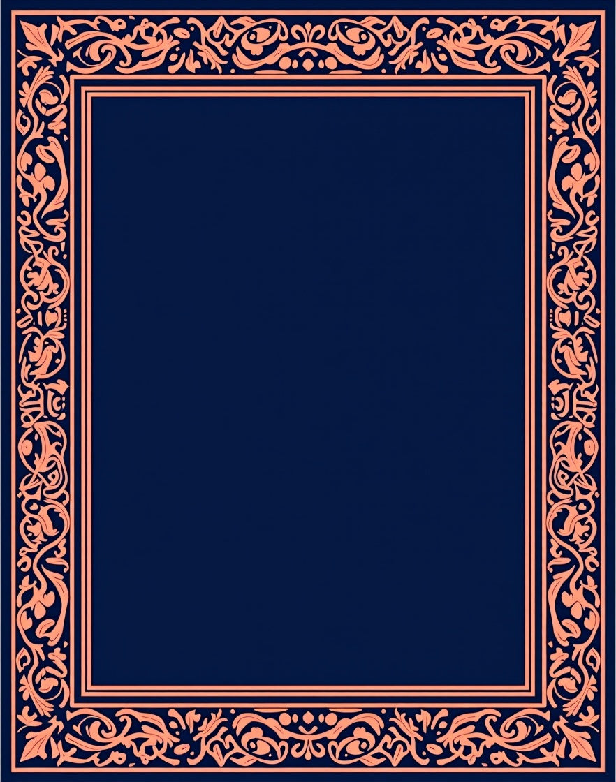 Ornate Coral Floral Border Design Rug