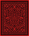 Bold Red Black Intricate Floral Design Rug