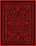 Bold Red Black Intricate Floral Design Rug