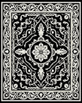Classic Floral Motif Black White Rug