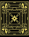 Golden Art Deco Geometric Sunburst Pattern Rug