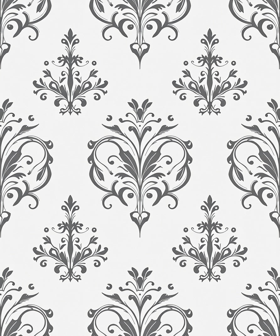 Gray Floral Symmetry Pattern Rug
