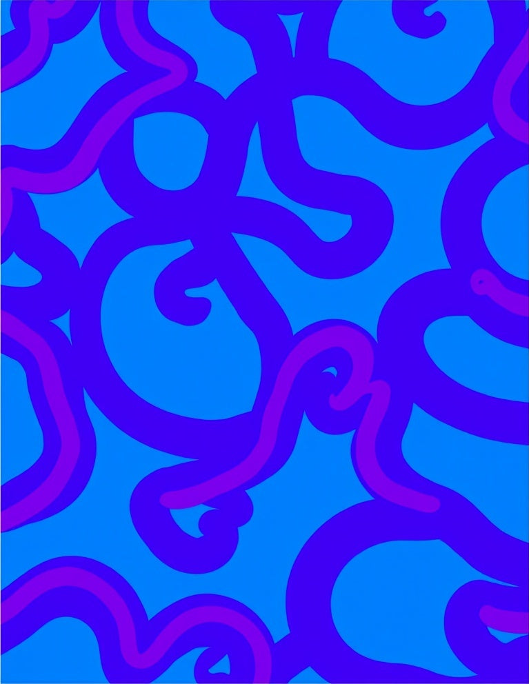 Bold Abstract Swirls Blue Pattern Rug