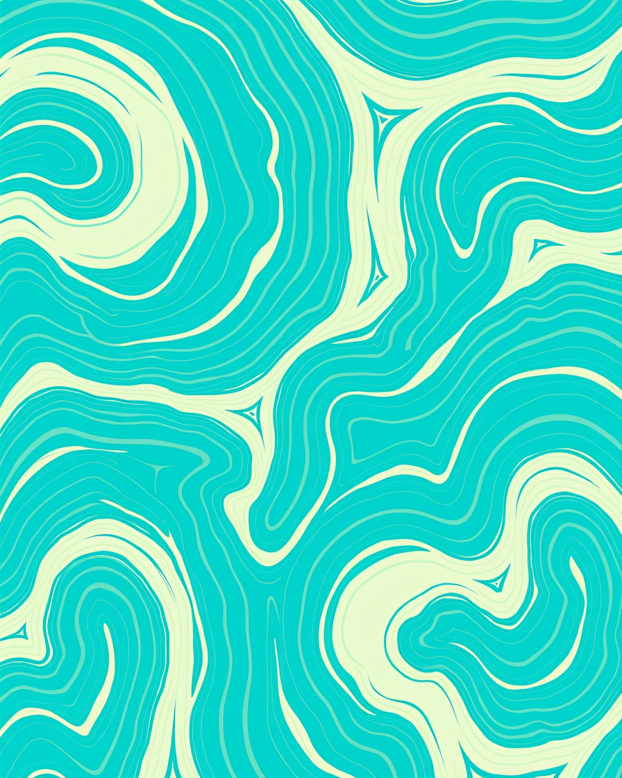 Abstract Aqua Flow Pattern Rug