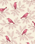 Pink Birds Perched on Branch Pattern Rug