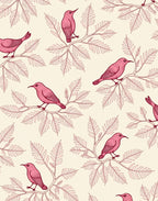 Pink Birds Perched on Branch Pattern Rug