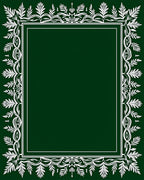 Emerald White Leaf Vine Border Rug