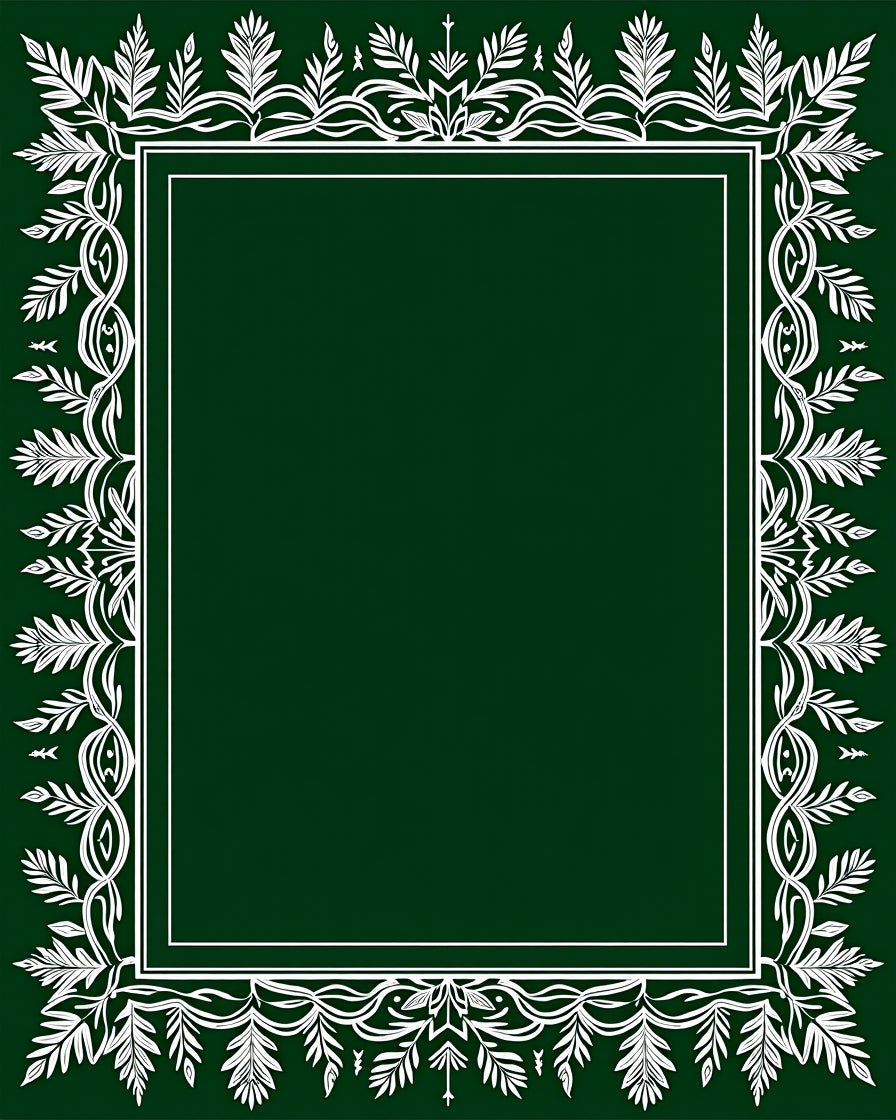 Emerald White Leaf Vine Border Rug