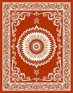 Rustic Floral Medallion With Border Design Rug