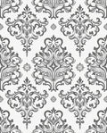 Classic Gray White Damask Pattern Rug