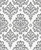 Classic Gray White Damask Pattern Rug