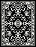 Black And White Damask Motif Rug