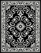 Black And White Damask Motif Rug