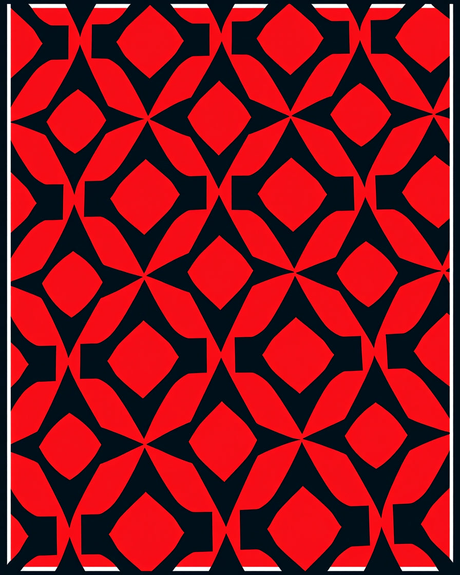 Bold Red Abstract Geometric Design Rug