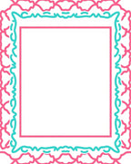 Pink And Teal Scrolling Frame Pattern Rug