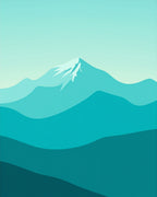 Misty Mountain Panorama Teal Rug