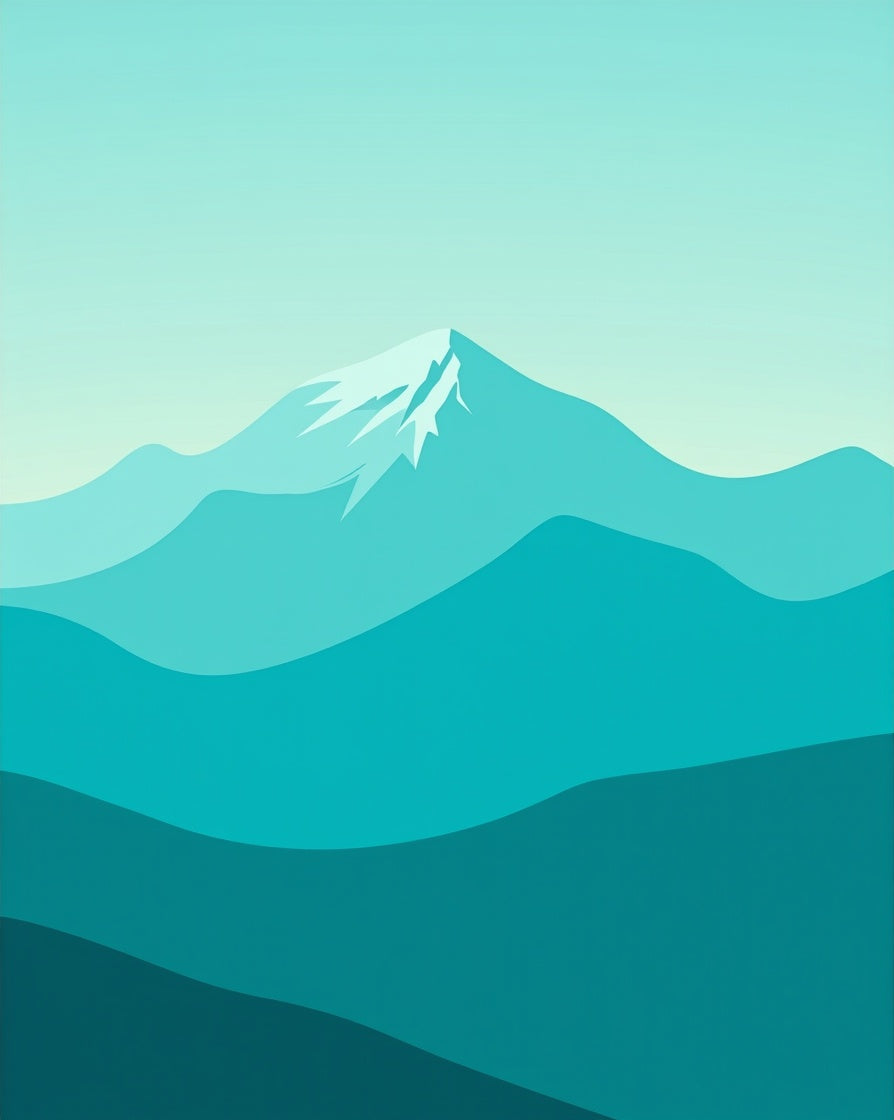 Misty Mountain Panorama Teal Rug