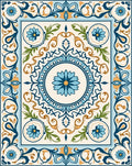 Floral Mandala Blue Gold Rug