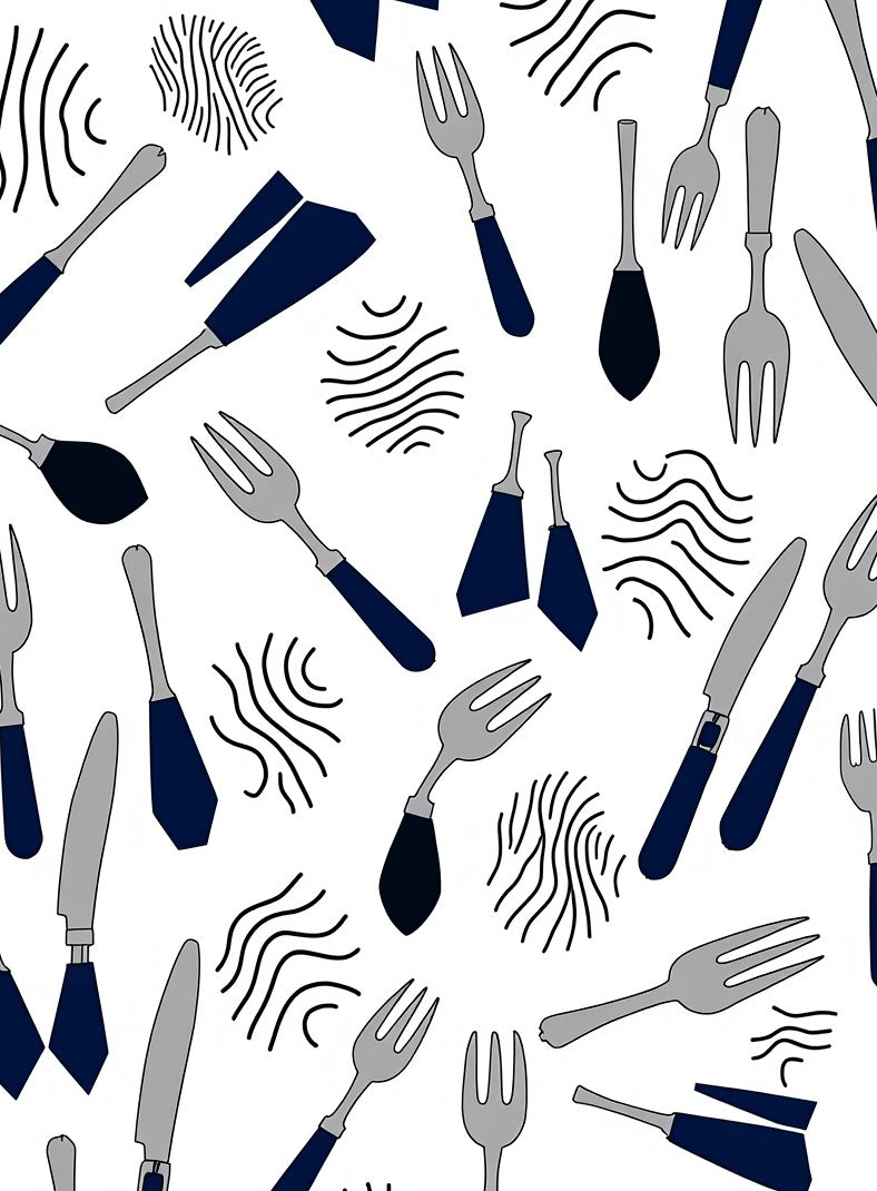 Minimalist Cutlery Abstract Lines Rug